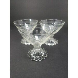 Anchor Hocking Berwick Boopie Champagne Sherbet Footed Etched Design Vintage MCM